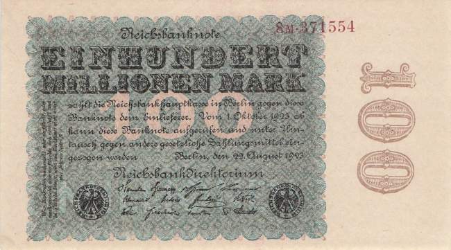 100 Millionen Mark 1923